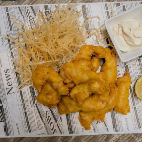 churros de cherne con alioli de mortero